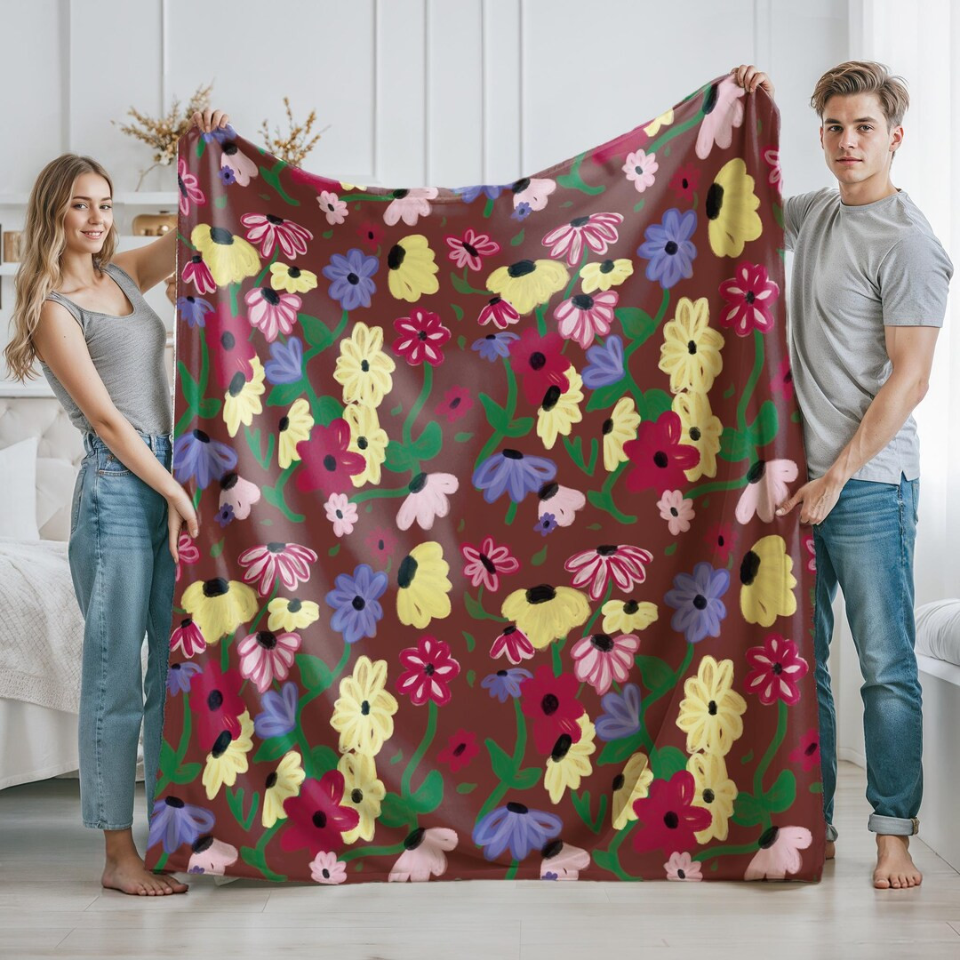 Surprise Song Piano Blanket Couch Throw, Acoustic Set Floral Blanket, Music Lover's Cozy Gift Fan... | Etsy (US)