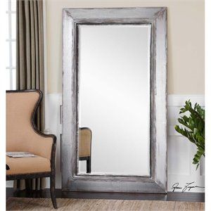 Uttermost Lucanus Farmhouse MDF Wood and Fir Oversized Mirror in Silver/Brown | Cymax