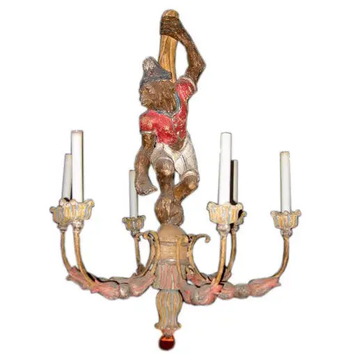 Italian Six-Light Chandelier with Monkey Wearing a Bicorn Hat | 1stDibs