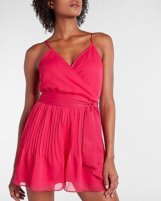 Pleated Wrap Front Romper | Express