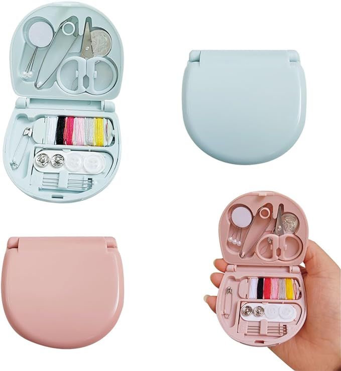 2 Pack Mini Sewing Kit, Portable Sewing Kit, Portable Travel Sewing Box Kit, Heart-Shaped Mini Se... | Amazon (US)