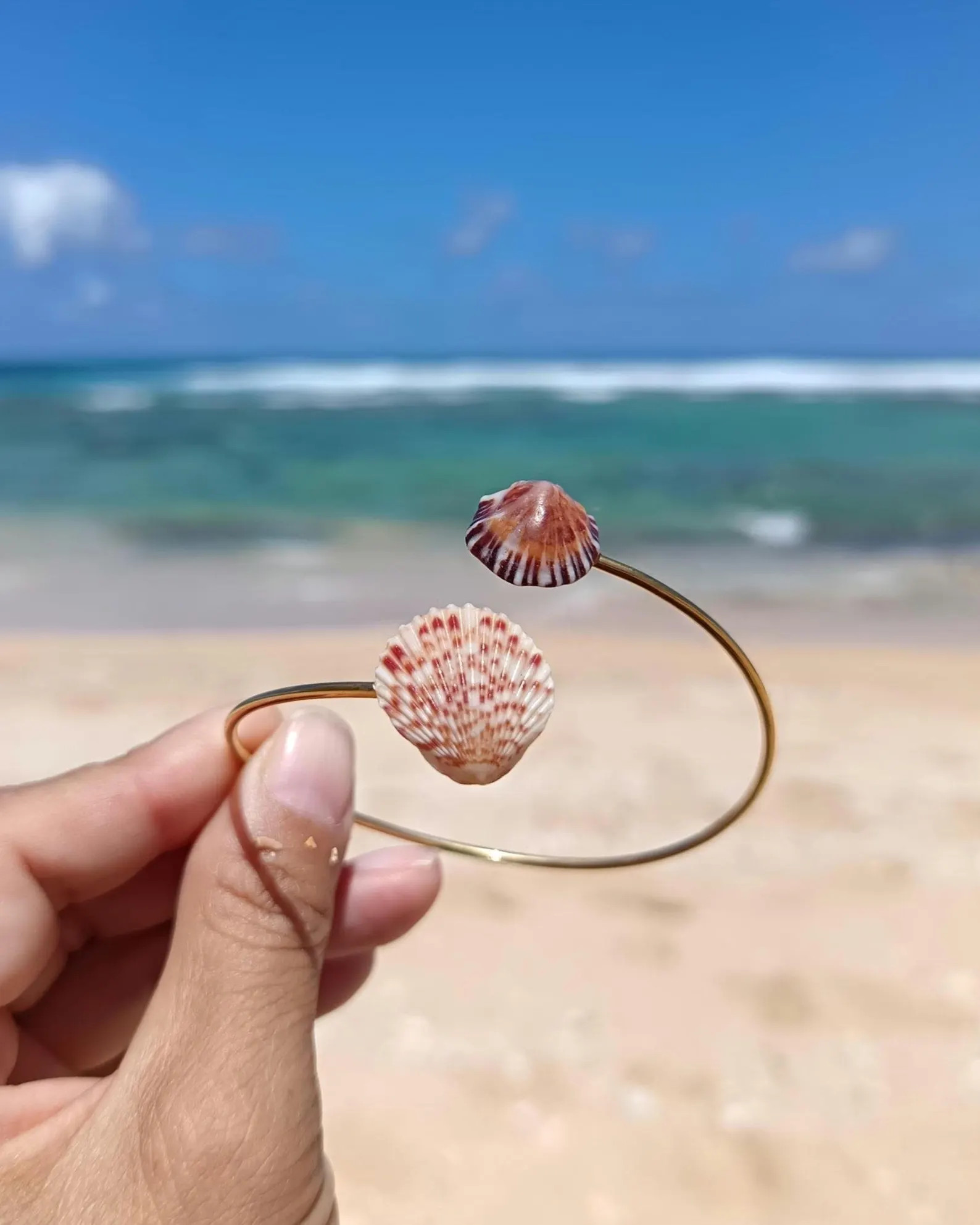 Handmade Kauai Opihi and Scallop Shell Cuff Bracelet | Stainless Steel and resin Bangle I Gift fo... | Etsy (Global)