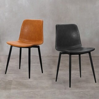 (Set of 2) Erwin Modern PU Leather Dining Chair with Black Metal Legs (2 Color Options) - Oversto... | Bed Bath & Beyond