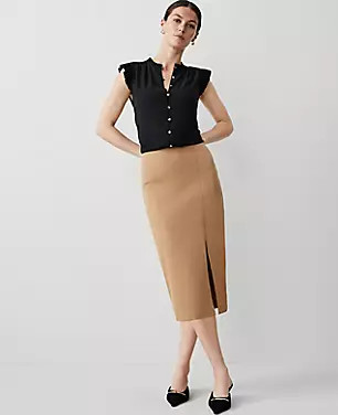Long Ponte Slit Pencil Skirt | Ann Taylor (US)