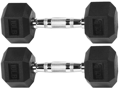 Fitvids Premium Rubber Encased Hex Dumbbell, 10LB Pair | Amazon (US)