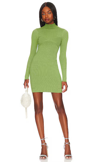 Midori Mini Dress in Green Plaited Rib | Revolve Clothing (Global)