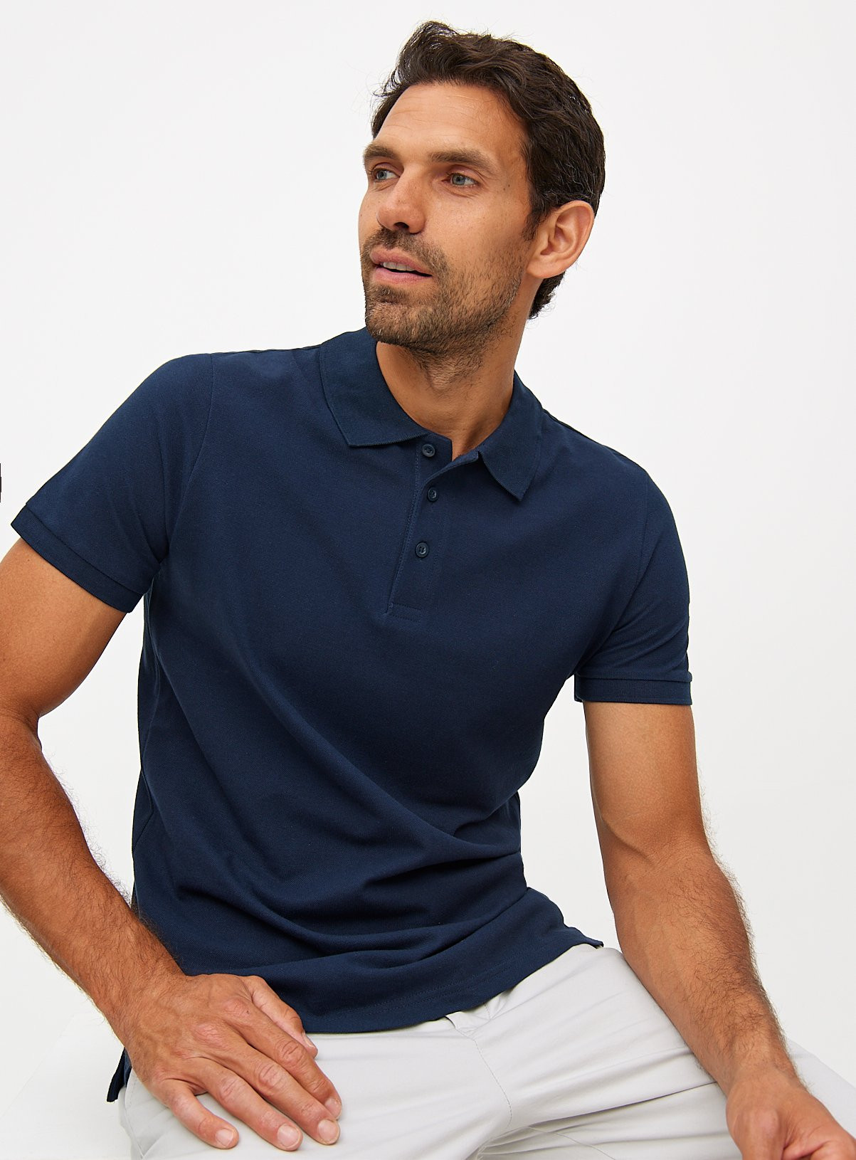 Men's Navy Pique Polo Shirt | Tu Clothing