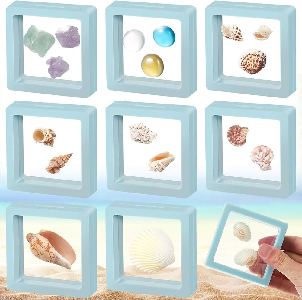Juexica 9 Pcs Seashell Holder 3D Floating Display Box 2.7 x 2.7 Inches Transparent Display Shelf ... | Amazon (US)