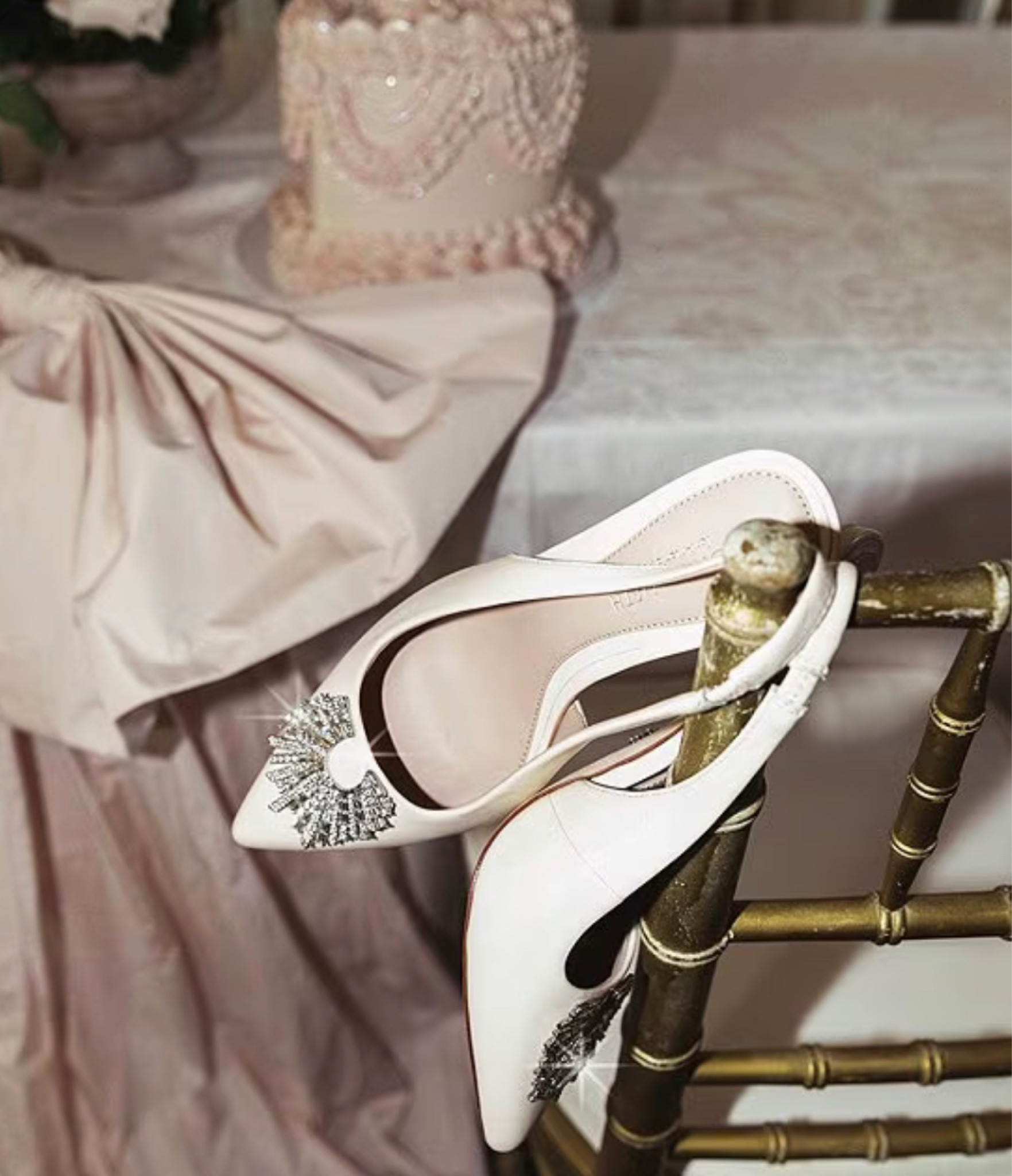 Rhinestone white closed toe heels 

#LTKwedding #LTKshoecrush #LTKHoliday