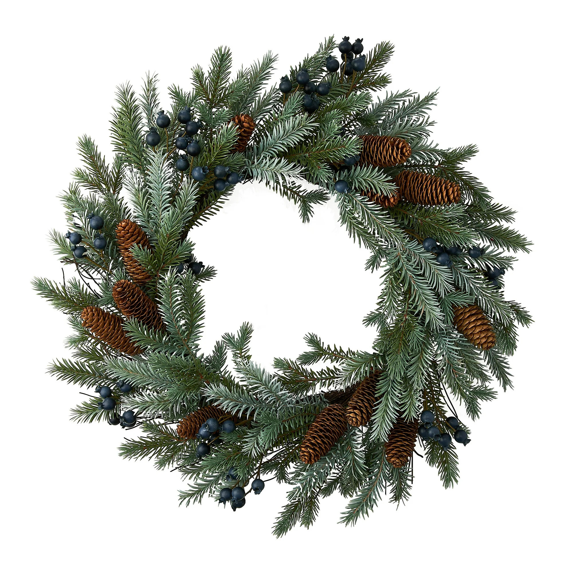 Berries and Pinecones Christmas Wreath, Green and Brown, 22", by Holiday Time | Walmart (US)