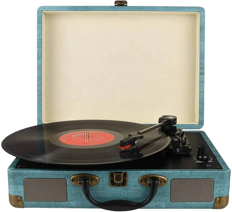 Record Player Vintage 3-Speed Bluetooth Vinyl Turntable with Stereo Speaker, Belt Driven Suitcase... | Amazon (US)