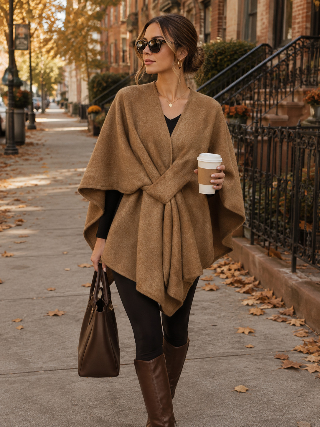 This camel wrap cape is such an easy cozy-chic fall layer 🍂 I love the soft draped shape and belted front because it works over basically anything — leggings, jeans, a mini dress, or a simple black outfit. Add tall boots and a structured bag and you’re ready for a cute fall day out. #AmazonFashion #CamelCape #FallCape #FallOutfitIdeas #CozyFallStyle #FallFashion #AmazonFinds #AutumnStyle #NeutralFallOutfit 

 #LTKSeasonal #LTKU #LTKSaleAlert