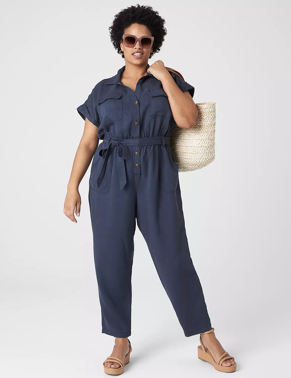 Cap-Sleeve Utility Cord Jumpsuit | LaneBryant | Lane Bryant (US)