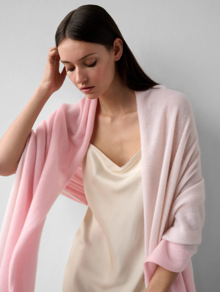 Cashmere Ramona Colorblock Travel Wrap | White and Warren
