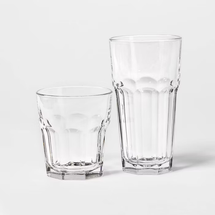 12pc Glass Tremont Tall and Short Faceted Tumbler Set - Threshold™ | Target