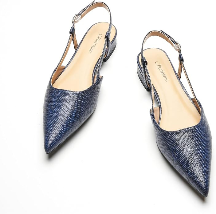 C.Paravano Slingback Flats | Pointed Toe Flats | Slingback Sandals | Women's Slingback Dress Shoe... | Amazon (US)