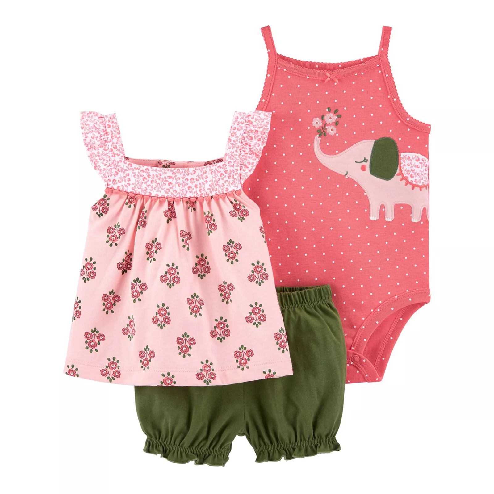 Baby Carter's 3-Piece Elephant Little Short Set, Infant Girl's, Size: 18 Months, Lt Pink | Kohl's