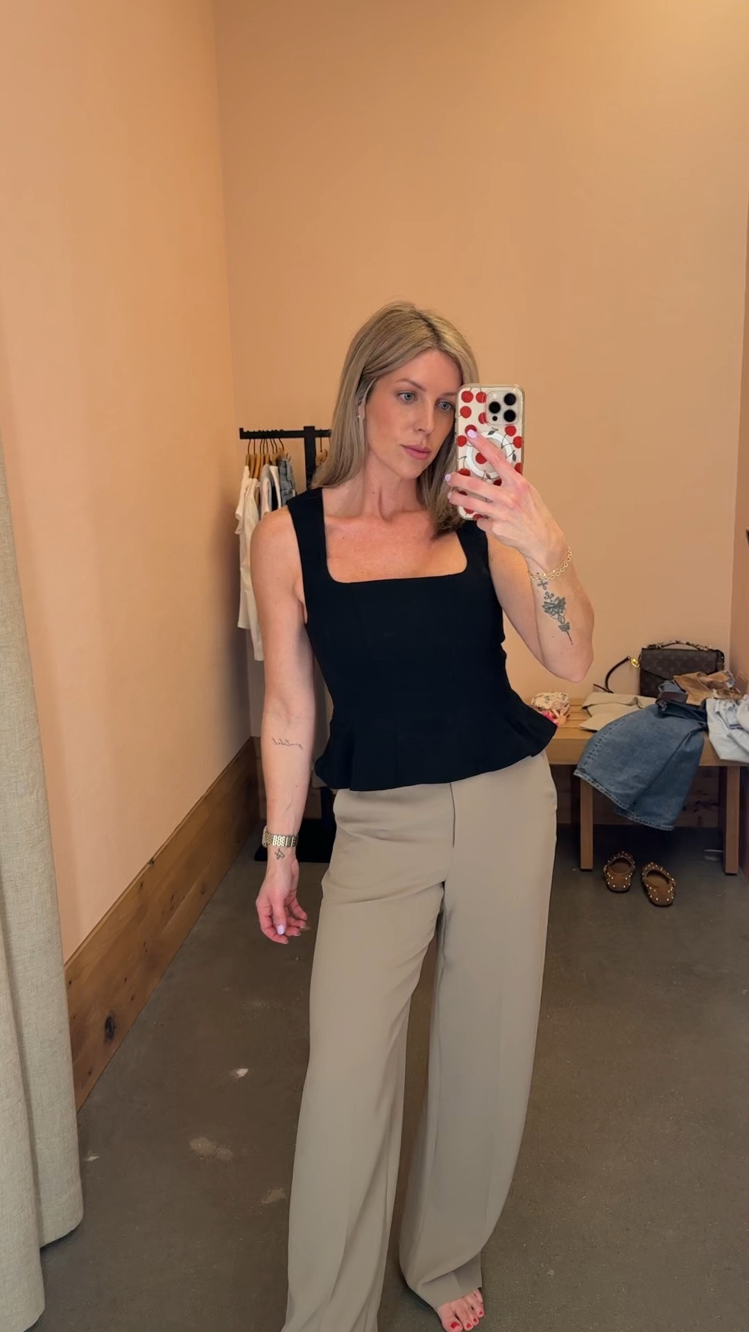 Another great capsule outfit from @Aritzia This peplum top is so flattering and will work in every season! I have to say I have been on the search for a great pair of trouser pants and finallt found their Limitless Pants Crepette! These pants fit like a glove and will be worn a lot! Whether you are a cooperate gal or just need a chic travel outfit, these pieces are a win!
✨Wearing a medium in the top and a 4 in the pant✨

#LTKTravel #LTKOver40 #LTKWorkwear