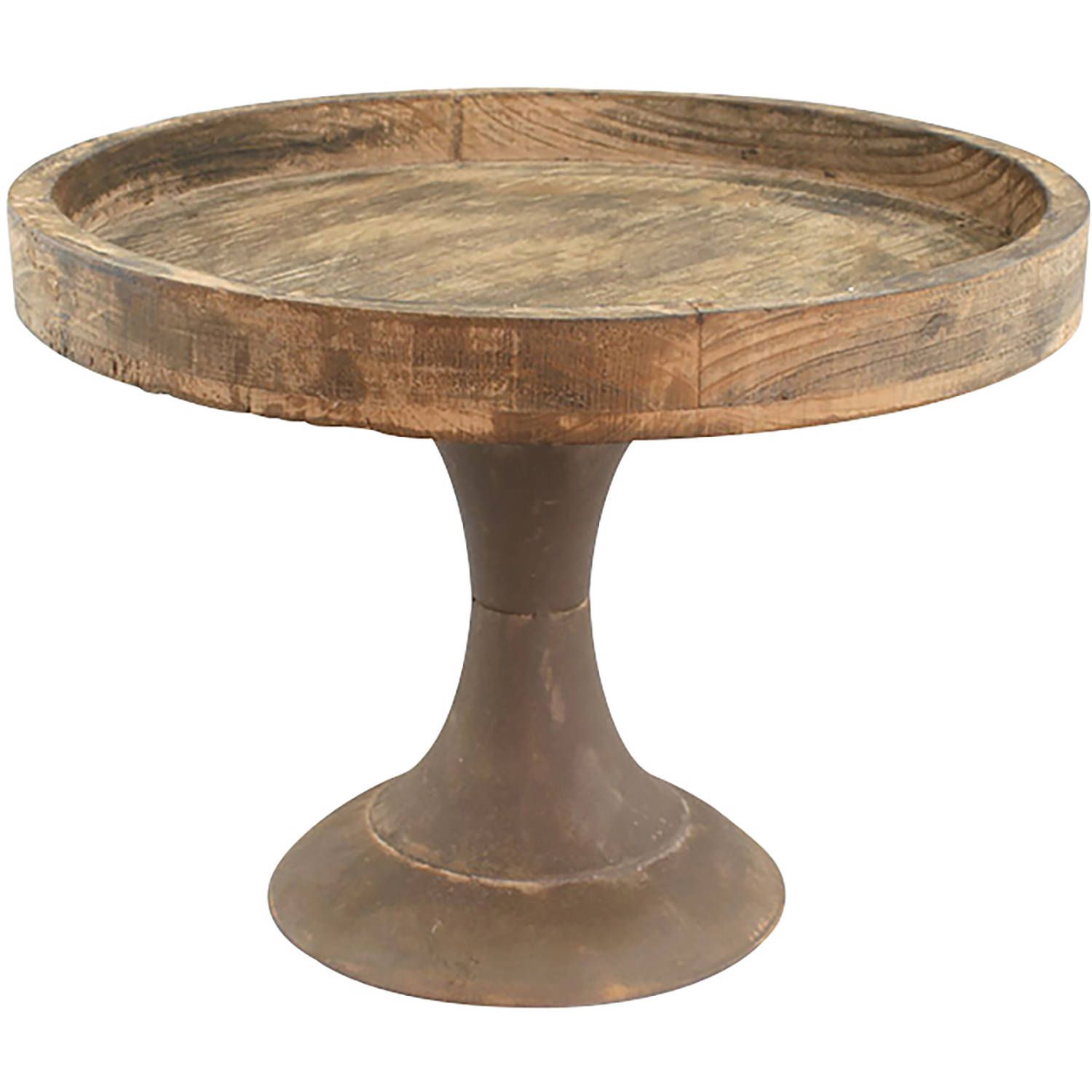 Stonebriar Rustic Worn Natural Wood and Metal Pedestal Tray | Walmart (US)