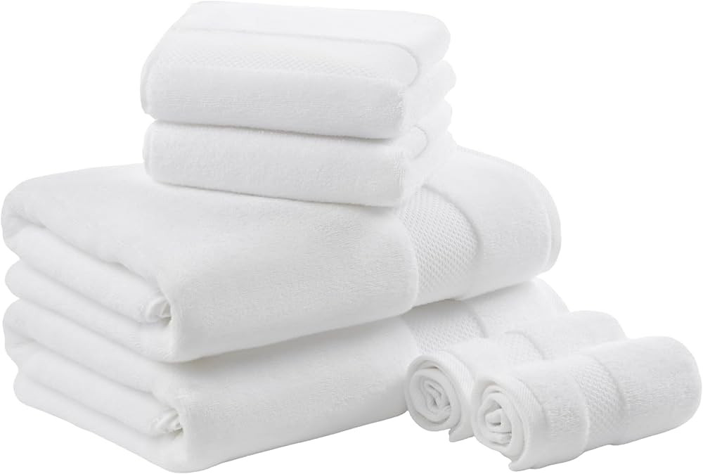 Madison Park 100% Cotton Towel Set Washcloths 6 Piece Assorted Sizes | Amazon (US)