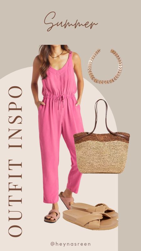 Summer outfit idea: jumpsuit. I love the color of this onesie paired with neutral accessories! Everything is on sale now for Memorial Day!

#LTKSeasonal #LTKStyleTip #LTKSaleAlert