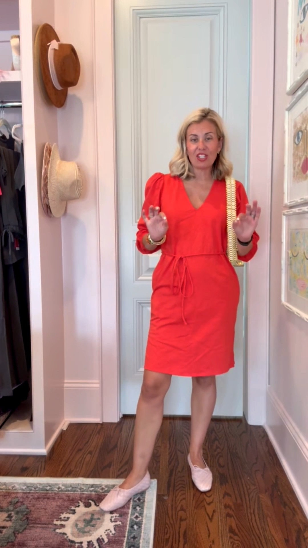 Dress 50% off now $48.98! Love a solid dress and then add pops of color. This is a dress we are styling all the ways! I’m in size 2 dress & 7 flats (size 1 down). 

Codes:
Boden - RNMV  
Allie + Bess - Catherine20

#LTKdayinmylife #LTKOver40 #LTKSeasonal
