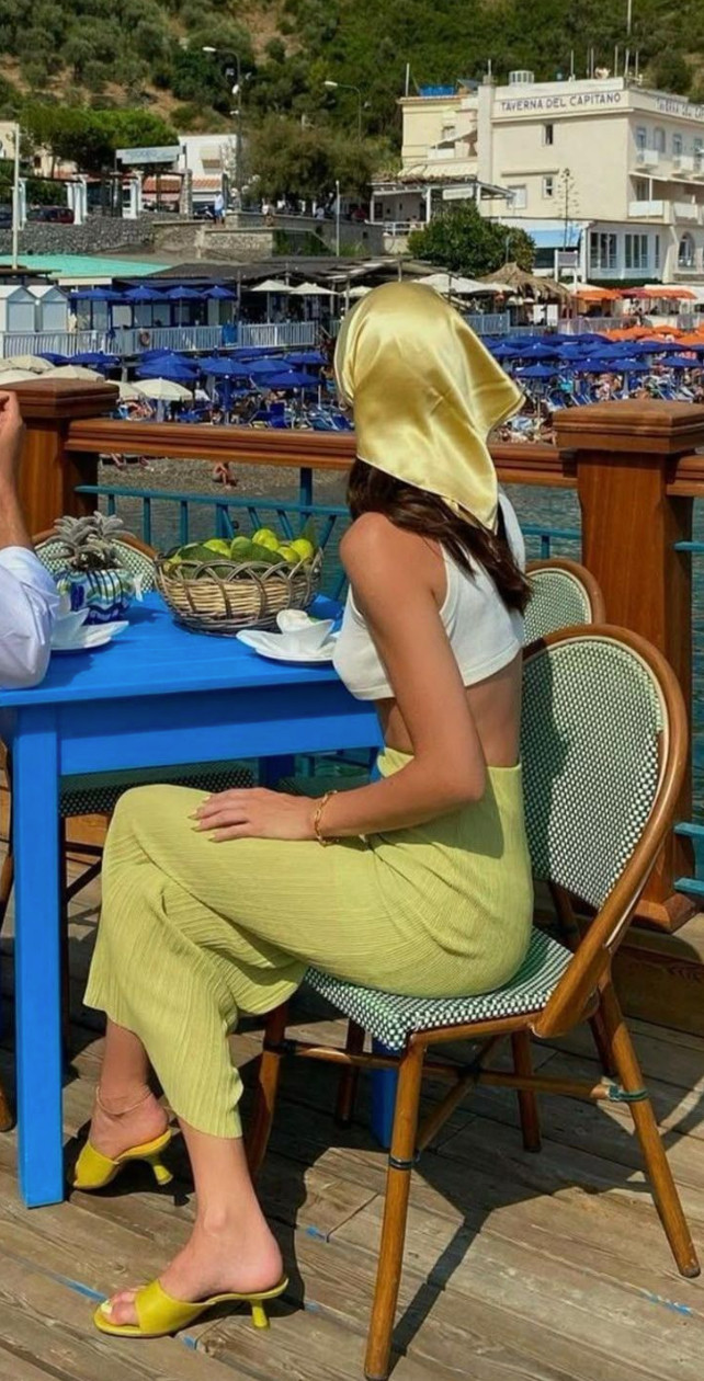 European summer outfit inspiration 🍋 Silk scarf head wrap, linen textures, kitten heels, and soft citrus tones for the ultimate Amalfi Coast aesthetic. I love how a satin scarf instantly makes a simple outfit feel polished, elegant, and vacation-ready ✨ #europeansummer #amalficoaststyle #scarfstyle #vacationoutfit #coastalchic #quietluxury #resortwear #summerstyle #ltktravel 

 #LTKootd