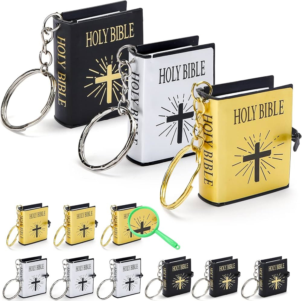 Bible Keychain,Mini Bibles Miniature Real Bible Key Chains Handbag Pendant Xmas Gift with Magnify... | Amazon (US)
