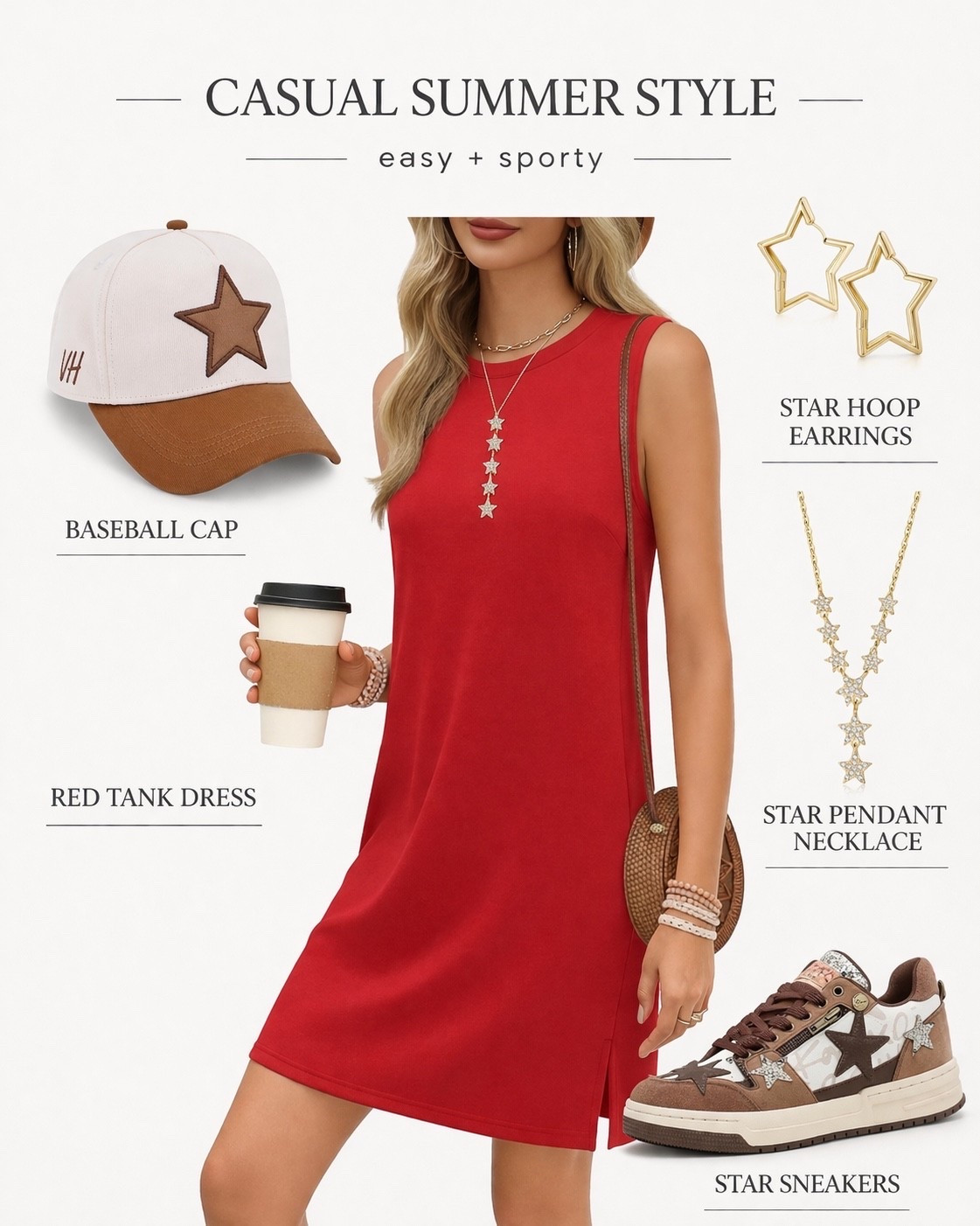 CASUAL SUMMER STYLE but make it effortless ❤️✨
This is one of those throw-on-and-go outfits that still looks put together every single time. The red tank dress is lightweight, flattering, and easy to dress up or down—paired with star details + neutrals to keep it fun but wearable.

Perfect for coffee runs, errands, or casual weekend plans ☕️

Follow me on LTK for all the links 🤍

#LTKstyle #LTKunder100 #LTKsummer #LTKoutfit #LTKfinds #summerstyle #casualoutfit #everydaystyle #momstyle #effortlessstyle #easyoutfit #weekendoutfit #summerfashion #affordablefashion #amazonstyle #targetstyle #neutralstyle #starstyle #sportycasual #outfitinspo

#LTKootd #LTKSeasonal #LTKU