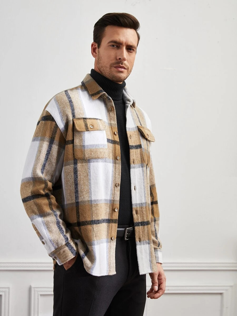 SHEIN Men 1pc Plaid Flap Pocket Drop Shoulder Overcoat
   
      SKU: sm2207181383000606
        ... | SHEIN