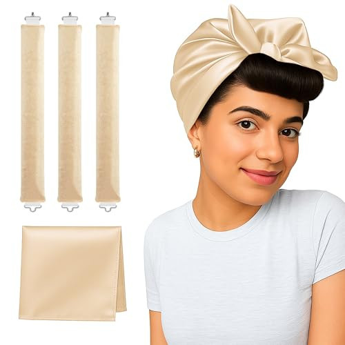 Overnight Blowout Rods | Heatless Curls Rollers Hair Curlers to Sleep In Foam Rolls Velvet Satin Long Short Curling Blow Out Look No Heat Dry Thin Thick Tools Set Soft by VISOFO (Blonde, Set of 3) | Amazon (US)