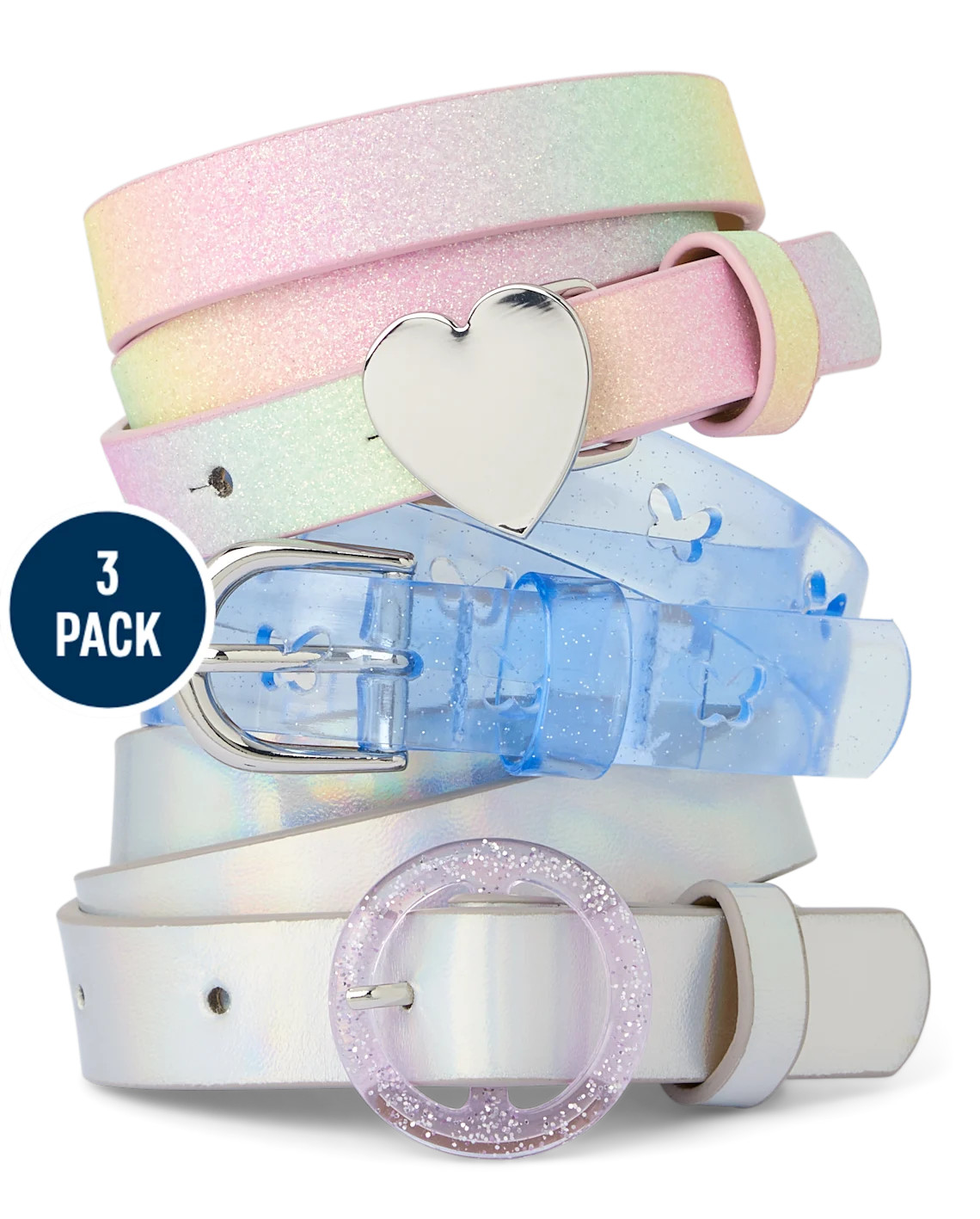 Girls Glitter Heart Belt 3-Pack - multi | The Children's Place