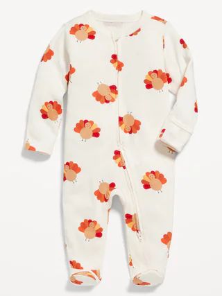 Unisex Sleep &amp; Play Printed 2-Way-Zip Footed One-Piece for Baby | Old Navy (US)