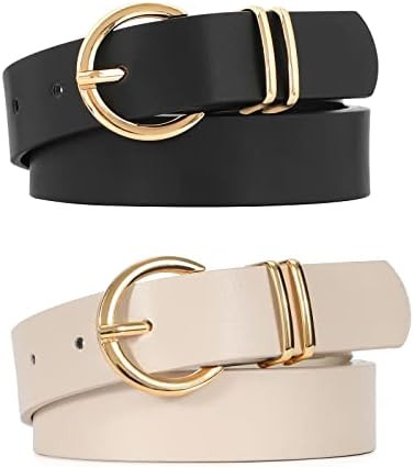 WHIPPY 2 Pack Women's Leather Belts for Jeans Dresses, Fashion Gold Buckle Ladies Waist Belt | Amazon (CA)