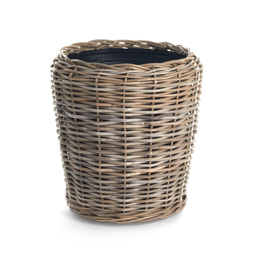 NAPA, LLC 17.75 in. Woven Dry Basket Wood Planter, Natural | The Home Depot