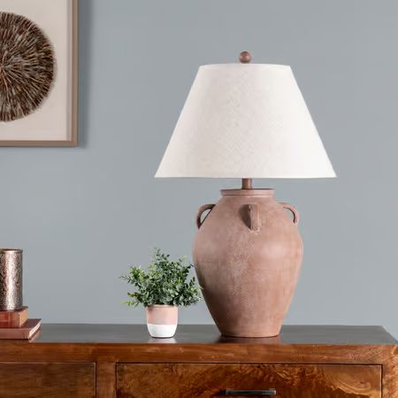 Beige 29-inch Vintage Resin Amphora Table Lamp | Rugs USA