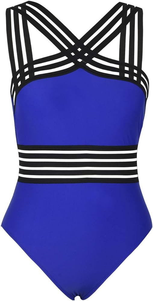 Hilor Women's One Piece Swimwear Front Crossover Swimsuits Hollow Bathing Suits Monokinis | Amazon (US)
