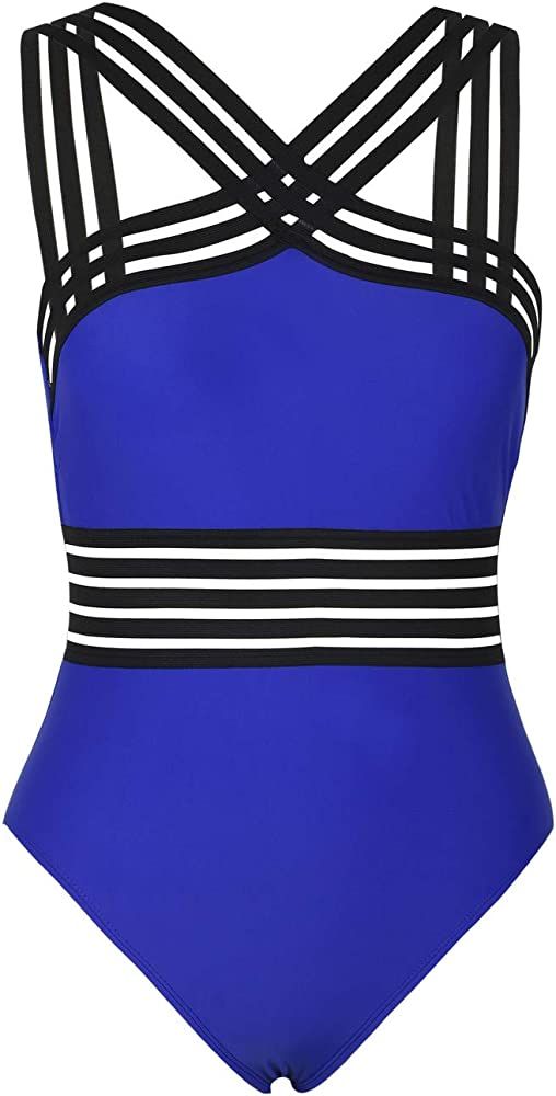 Women's One Piece Swimwear Front Crossover Swimsuits Hollow Bathing Suits Monokinis | Amazon (US)