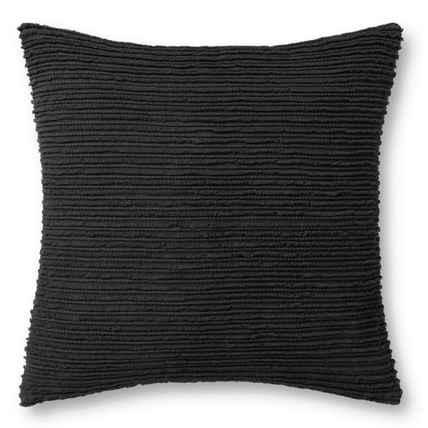 Theodore Pillow PJS-0014 Black Cotton Striped | Rugs Direct