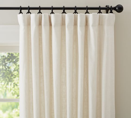 Emery Linen Pole-Pocket Curtain - Ivory | Pottery Barn (US)