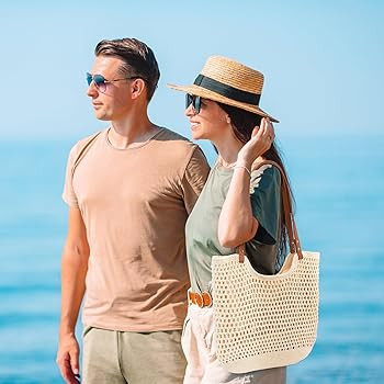 Peicees Crochet Beach Bag Purse, Boho Woven Tote with Leak-Proof Lining For Summer Vacation Trave... | Amazon (US)