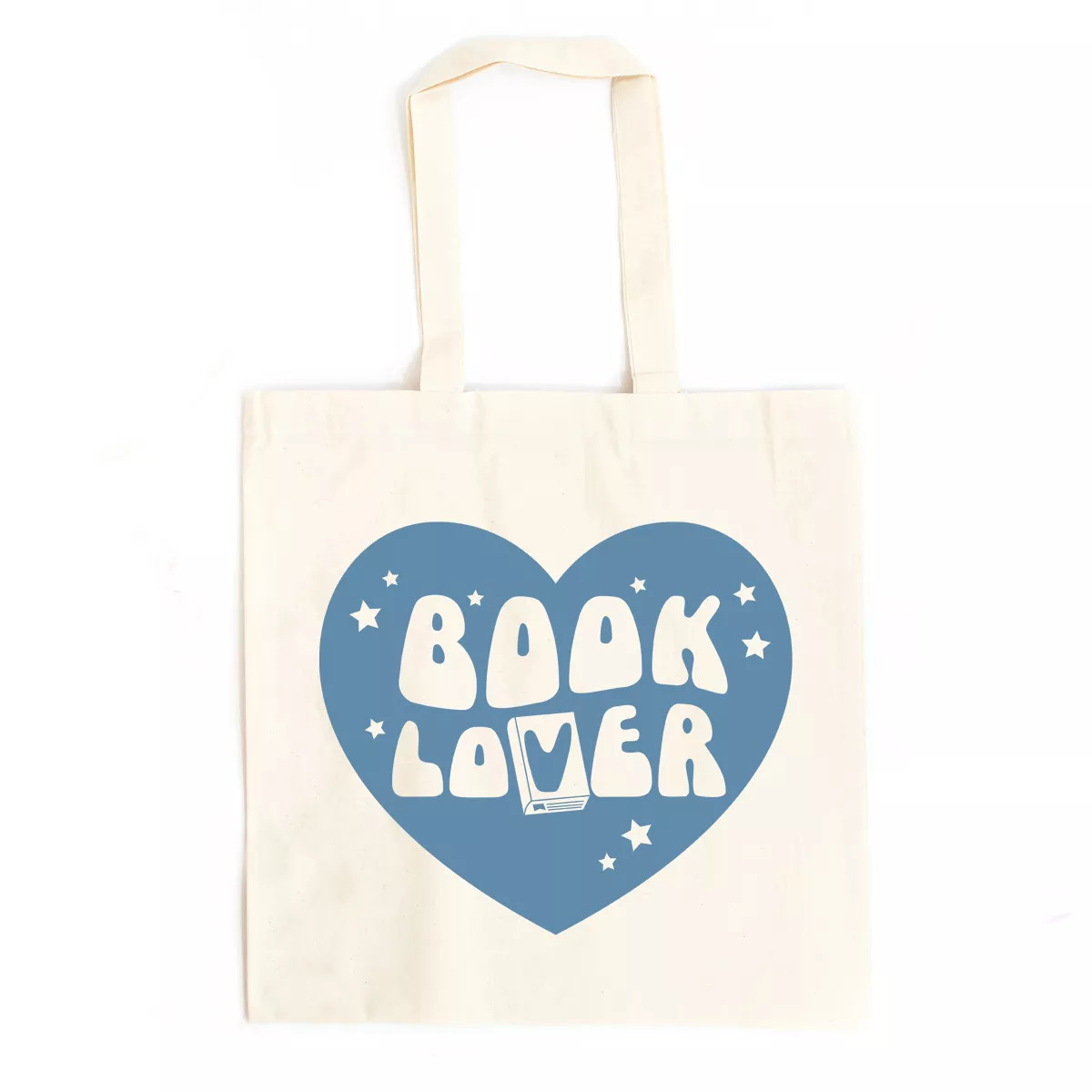 City Creek Prints Book Lover Blue Heart Canvas Tote Bag - 15x16 - Natural | Target