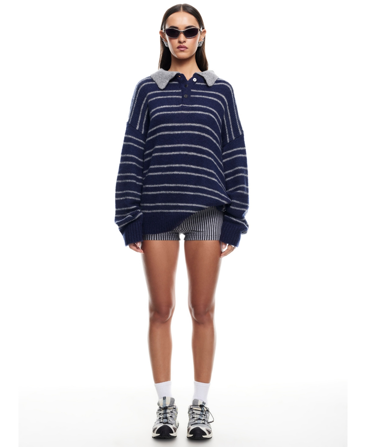 Lioness Women's Knit Button-Front Sweater - Navy | Macy's