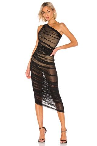 Norma Kamali Diana Gown in Black Mesh from Revolve.com | Revolve Clothing (Global)