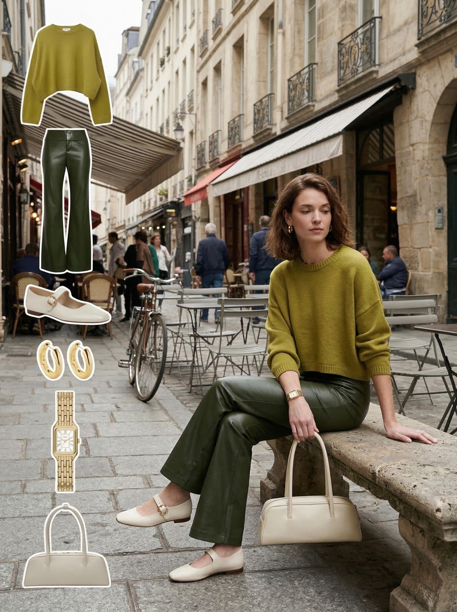 ✨ Modern Parisian Neutrals with a Touch of Olive ✨

A chic city look built around rich olive tones and soft neutral accessories. The relaxed olive knit sweater pairs perfectly with sleek olive leather trousers, creating a tonal outfit that feels modern, elevated, and effortlessly stylish.

Cream Mary Jane flats soften the look and add a feminine touch, while the structured cream handbag keeps the palette light and balanced. Gold jewelry and a classic watch bring subtle polish and timeless elegance.

🤍 Style Details:
• Relaxed olive knit sweater for a cozy, elevated look  
• Olive leather trousers for a sleek modern silhouette  
• Cream Mary Jane flats for a soft feminine finish  
• Structured cream handbag for a clean neutral contrast  
• Gold jewelry and classic watch for timeless polish  

Everything linked to shop ✨

#LTKootd #LTKStyle #LTKChic

#LTKgrwm #LTKSpringSale #LTKootd
