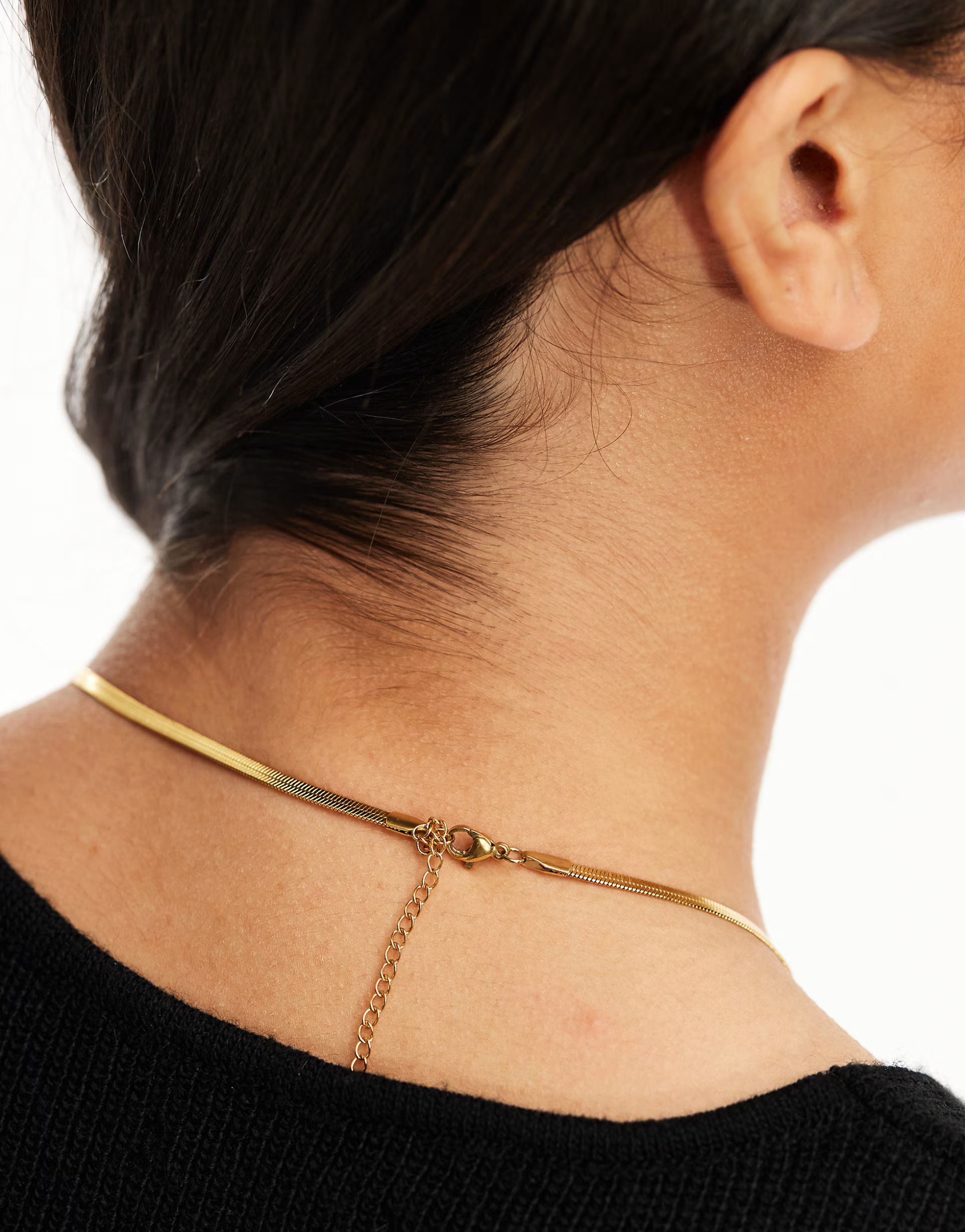 Lost Souls stainless steel 18ct gold plated flat snake chain necklace | ASOS (Global)