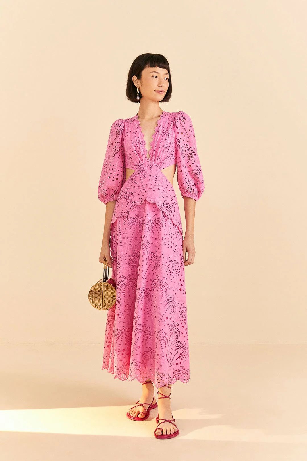 Pink Richelieu Midi Dress | FarmRio