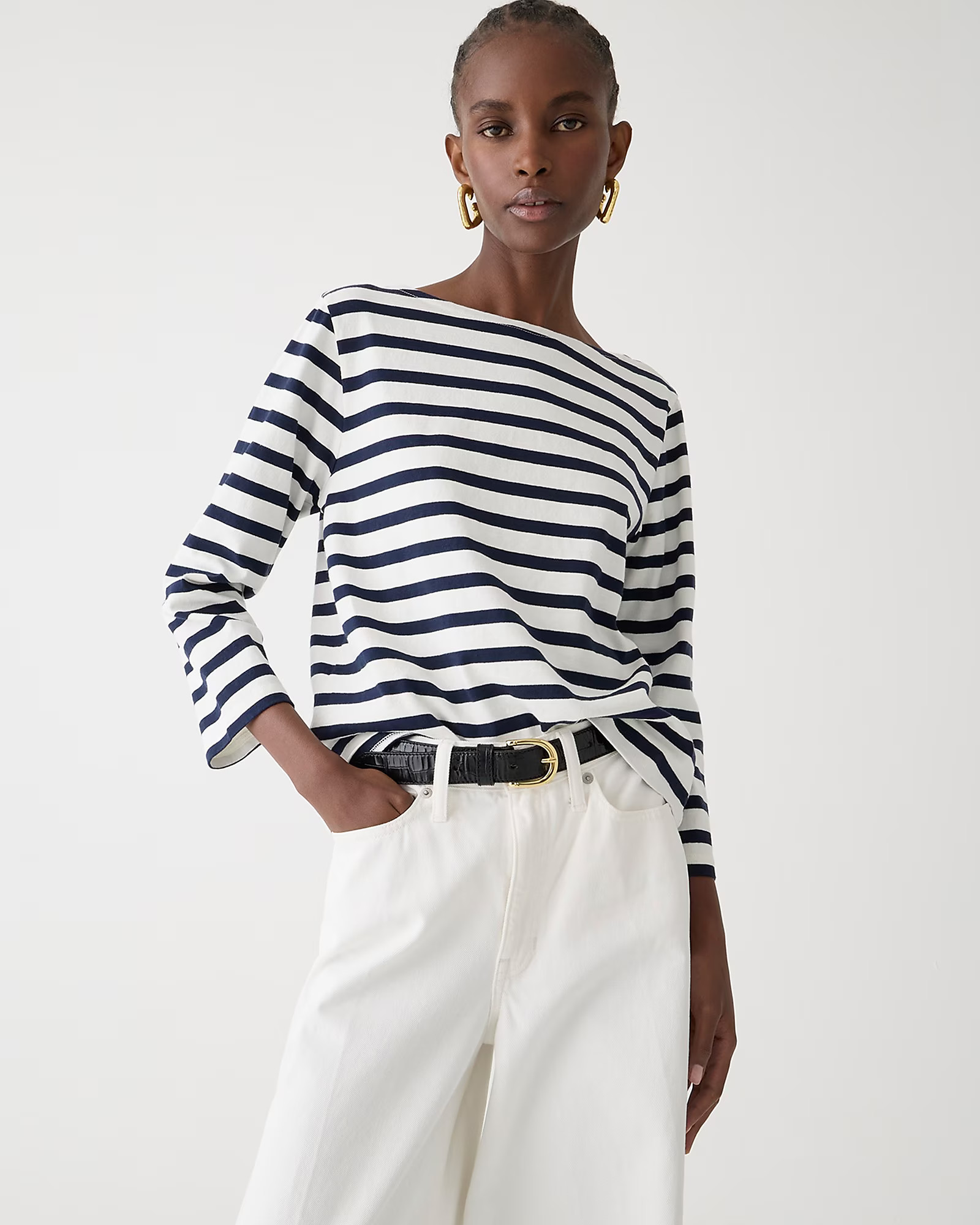 Classic mariner cloth boatneck T-shirt in stripe | J. Crew US