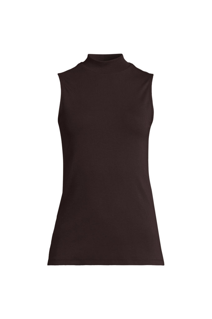 Women's Plus Size Sleeveless Polished Essentials Mock Neck Top - Lands' End - Brown - 1X | Lands' End (US)