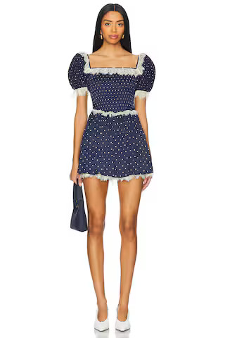 For Love & Lemons Ines Mini Dress in Navy from Revolve.com | Revolve Clothing (Global)